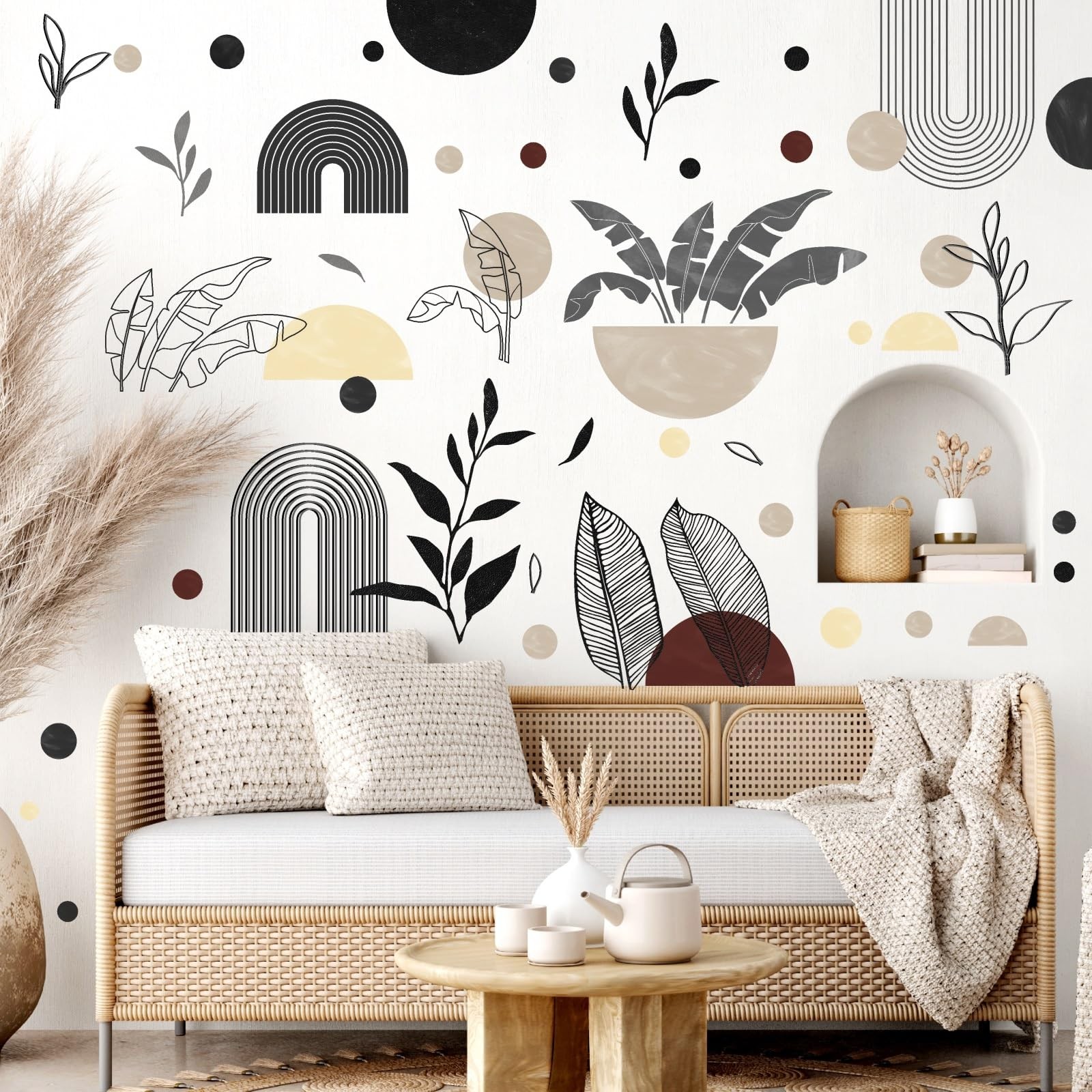 Vintage Abstract Art Wall Stickers Geometric Wall Decals Peel and Stick Boho …