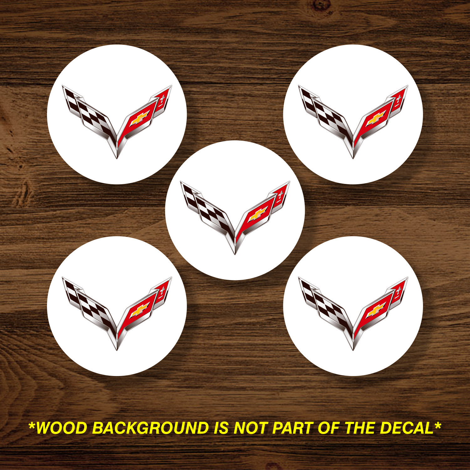 Vinyl Decal Sticker Overlays Fits Corvette Wheel Center Cap x5