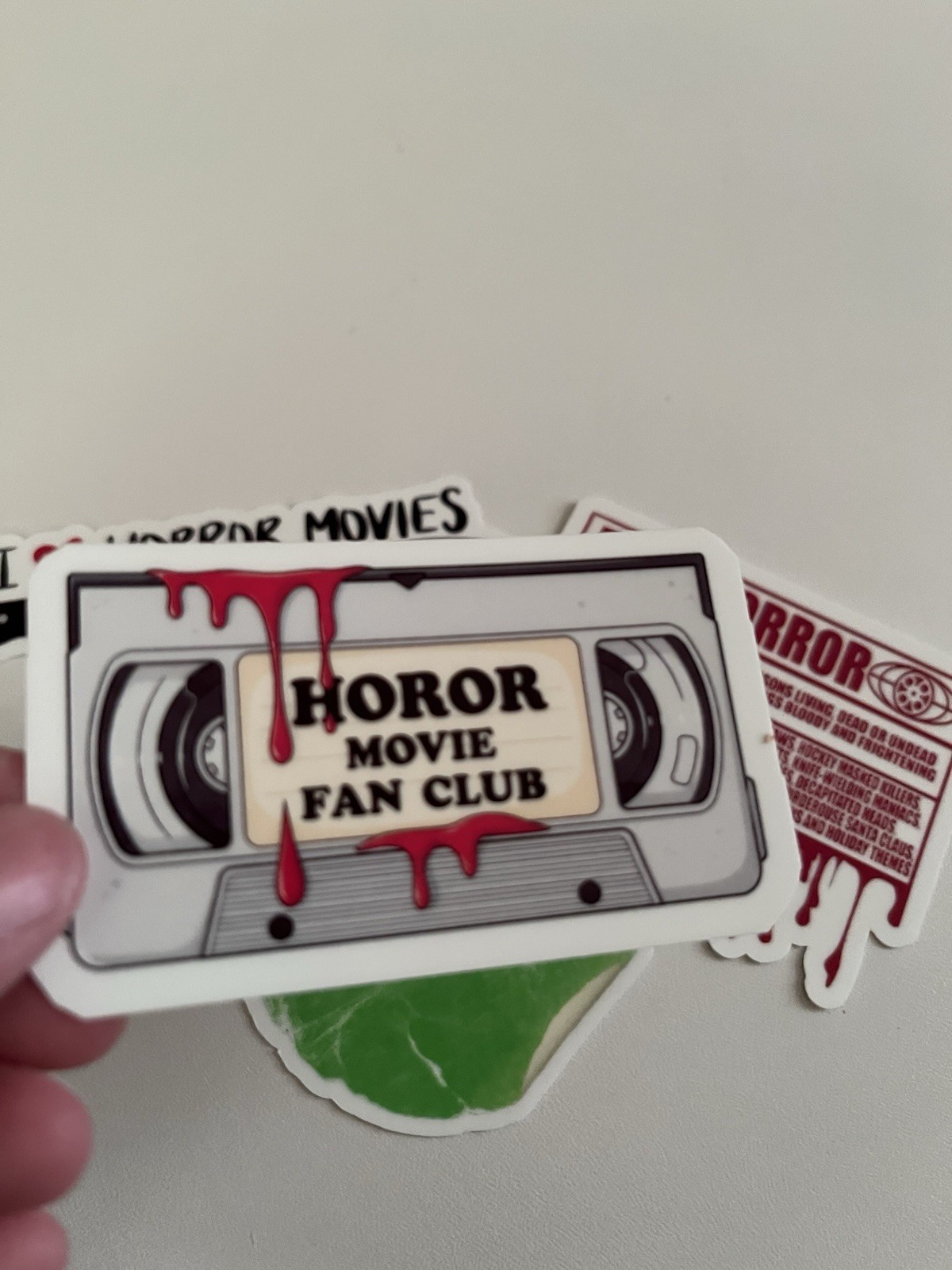 Horror Sticker Pack Glow in Dark 4pc | Creepy Cute VHS Knife Waterproof Stickers