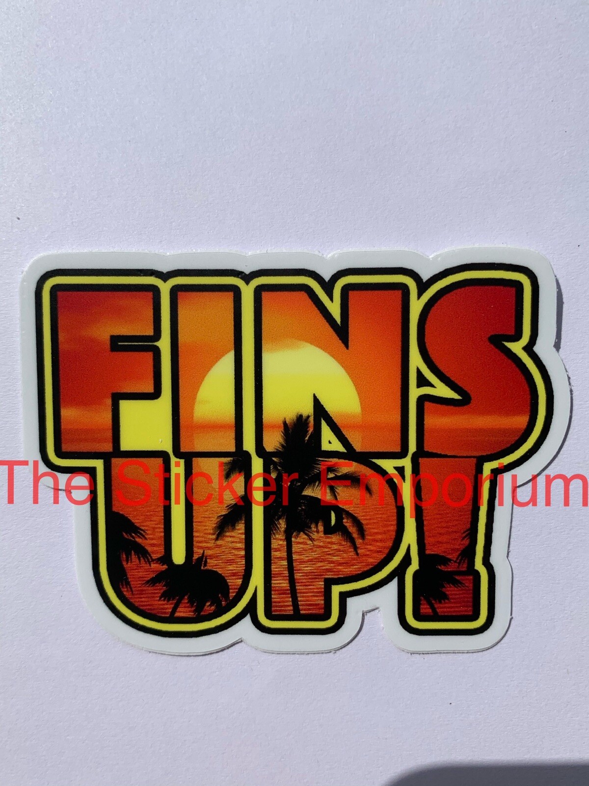 FINS UP Parrot Head Sticker ~ Water Bottle ~ Laptop ~ Car ~ Jimmy Buffett Decal