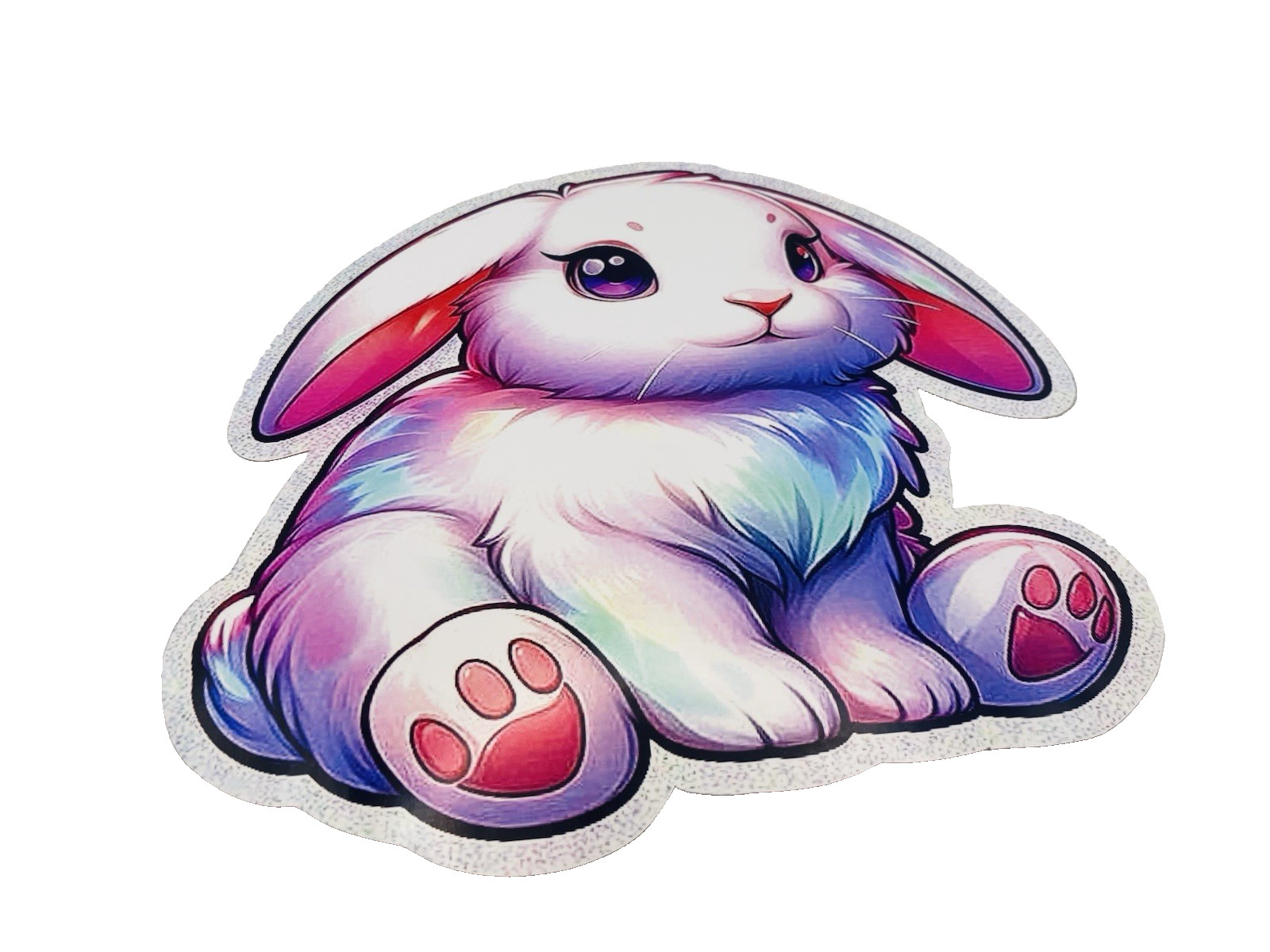 White Shiny Bunny Animal Waterproof Car Decal Wall Poster Vinyl Sticker Large