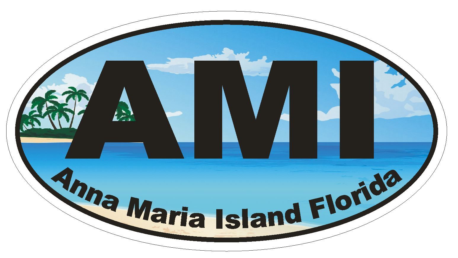 Anna Maria Island Florida Oval Bumper Sticker or Helmet Sticker D1132