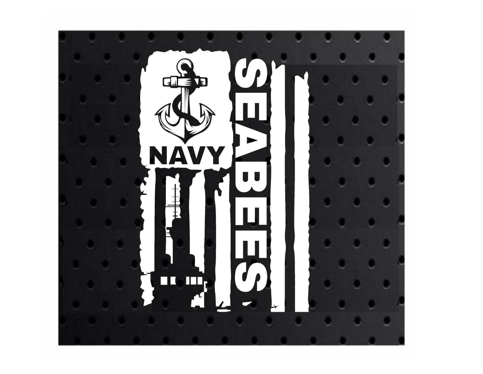 DISTRESSED UNITED STATES NAVY FLAG SEABEES VINYL DECAL STICKER 5.0" x 7.7"