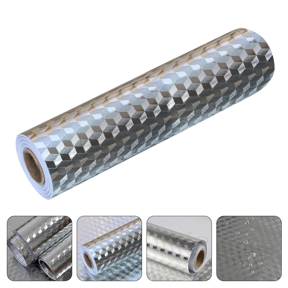 1 Roll of Kitchen Oil-proof Aluminum Foil Sticker Anti Greasy Counter Sticker