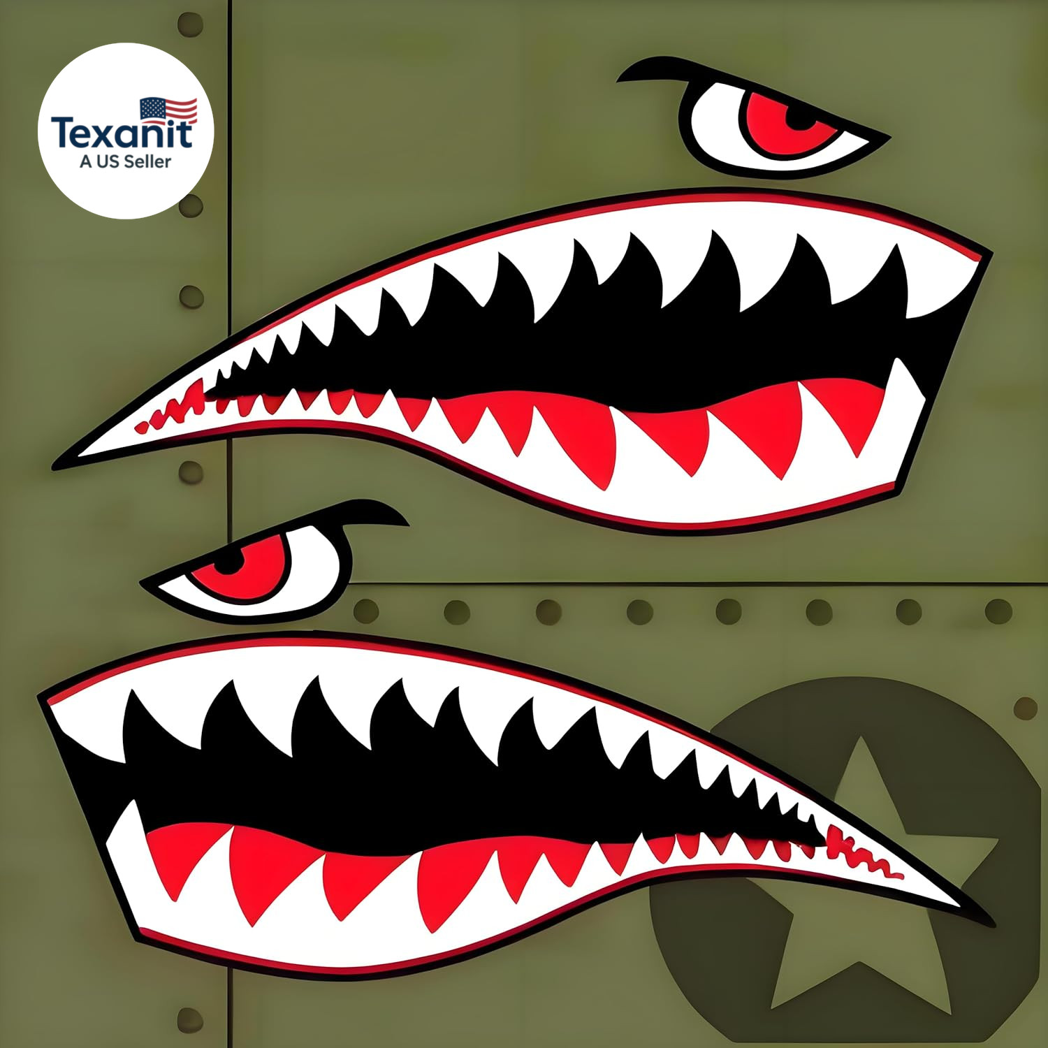 Shark Teeth Sticker， Waterproof PVC Flying Tiger Shark Mouth Decal for Kayak, Ca