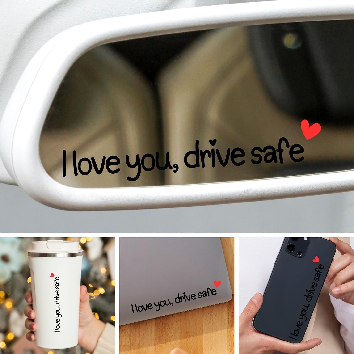 3X I Love You Drive Safe Mirror Sticker, Cute Car Stickers for Womens, Car De…