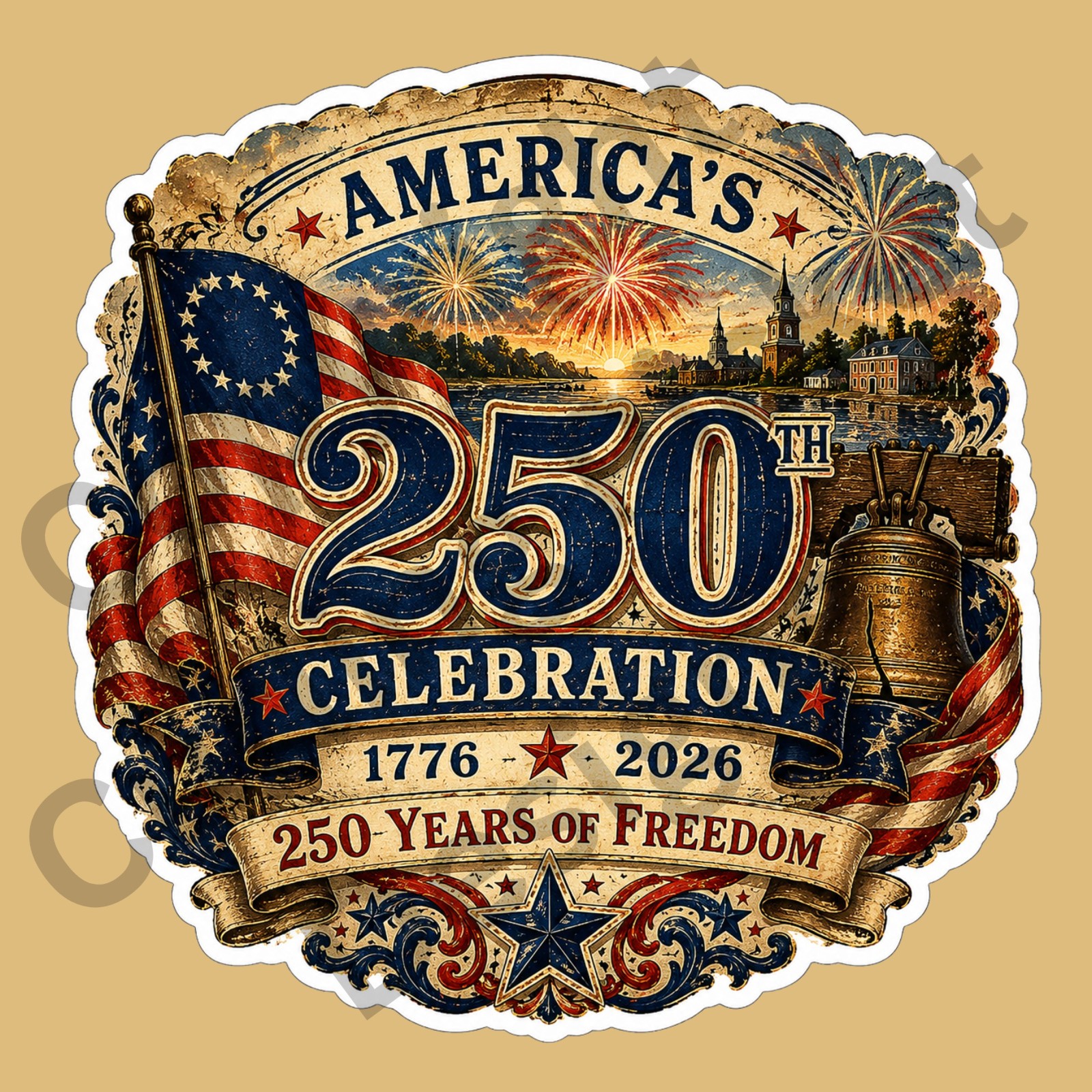 America's 250th Celebration 3" Vinyl Sticker Bicentennial 1776-2026 Patriotic