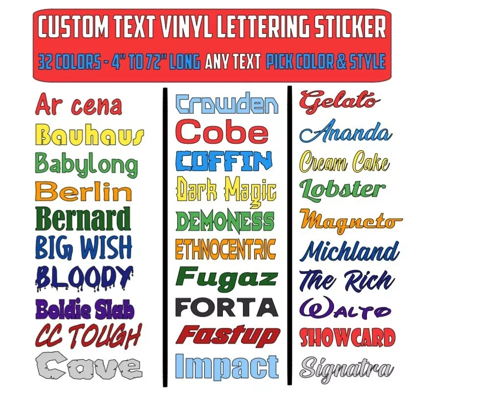 Custom Text Vinyl Lettering Sticker Decal Personalized -ANY TEXT – ANY NAME – [1