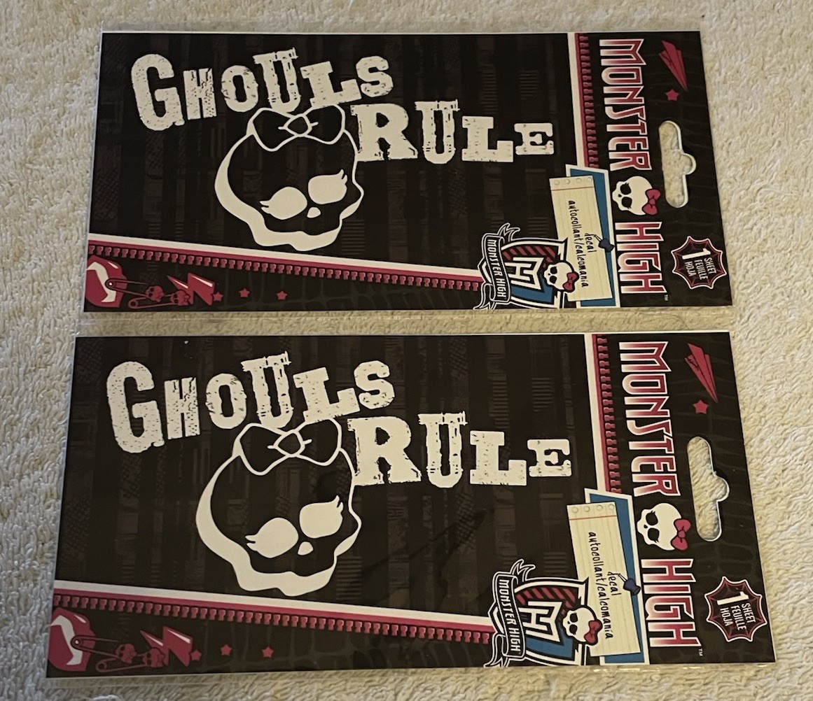LOT OF 2 – MONSTER HIGH GHOULS RULE – WINDOW DECAL – WHITE