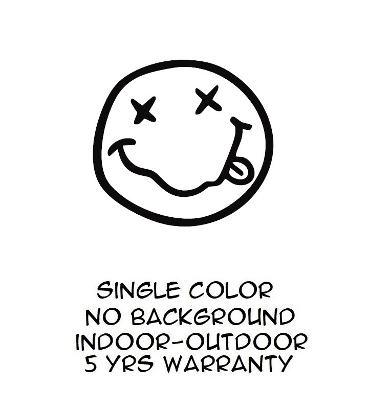 Nirvana Smiley Face Sticker Vinyl Decal – Mgk Kurt Cobain Music Car Window Rock