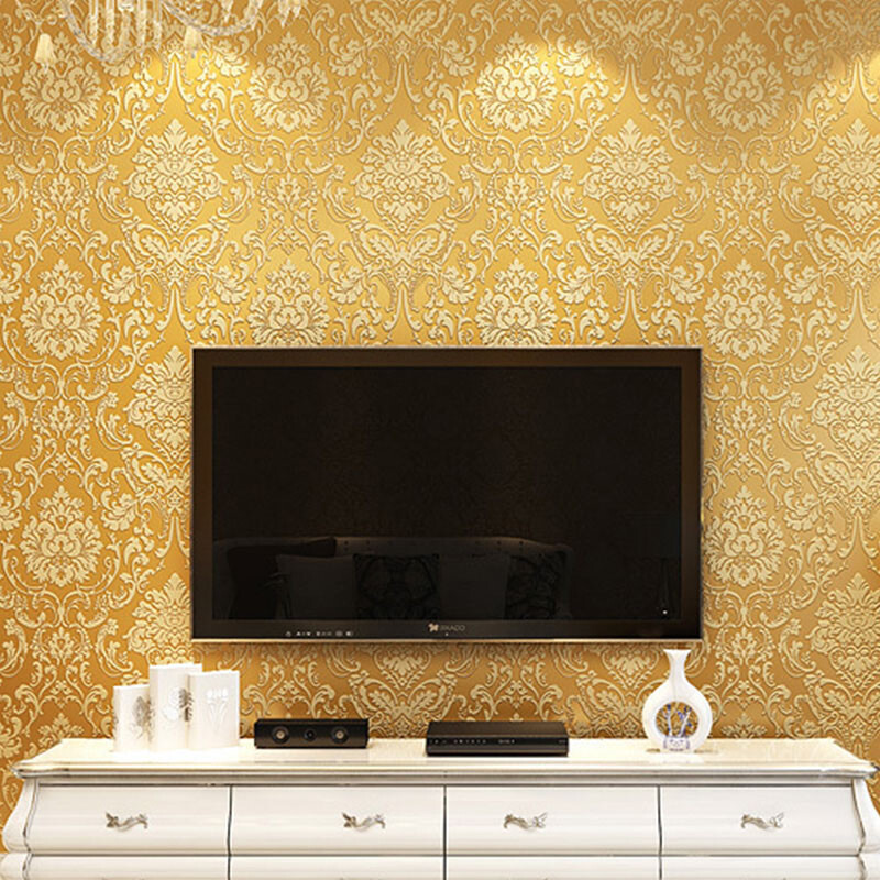 3D Embossed Flower Glitter Wallpaper Embossed Non-Woven Textured Wall Decor-