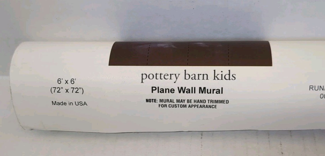 Pottery Barn Kids Airplane Plane Taking Flight Wall Paper Decal Mural 6×6 New