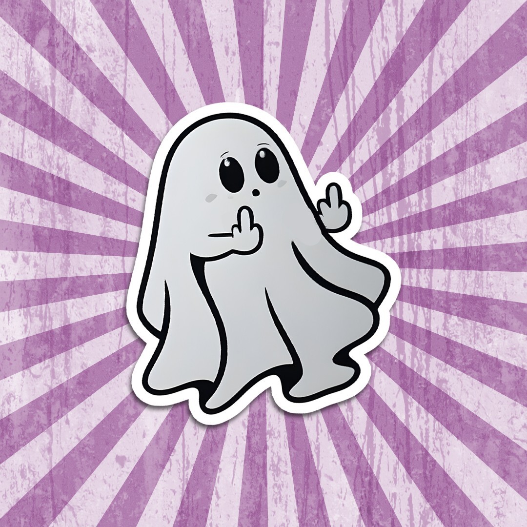Funny Ghost Middle Finger Vinyl Sticker