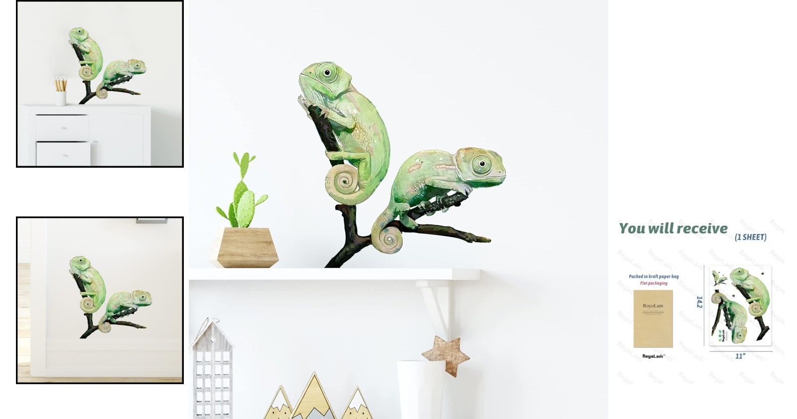 Colorful Chameleons Wall Decal – Removable Waterproof Stickers for Nursery