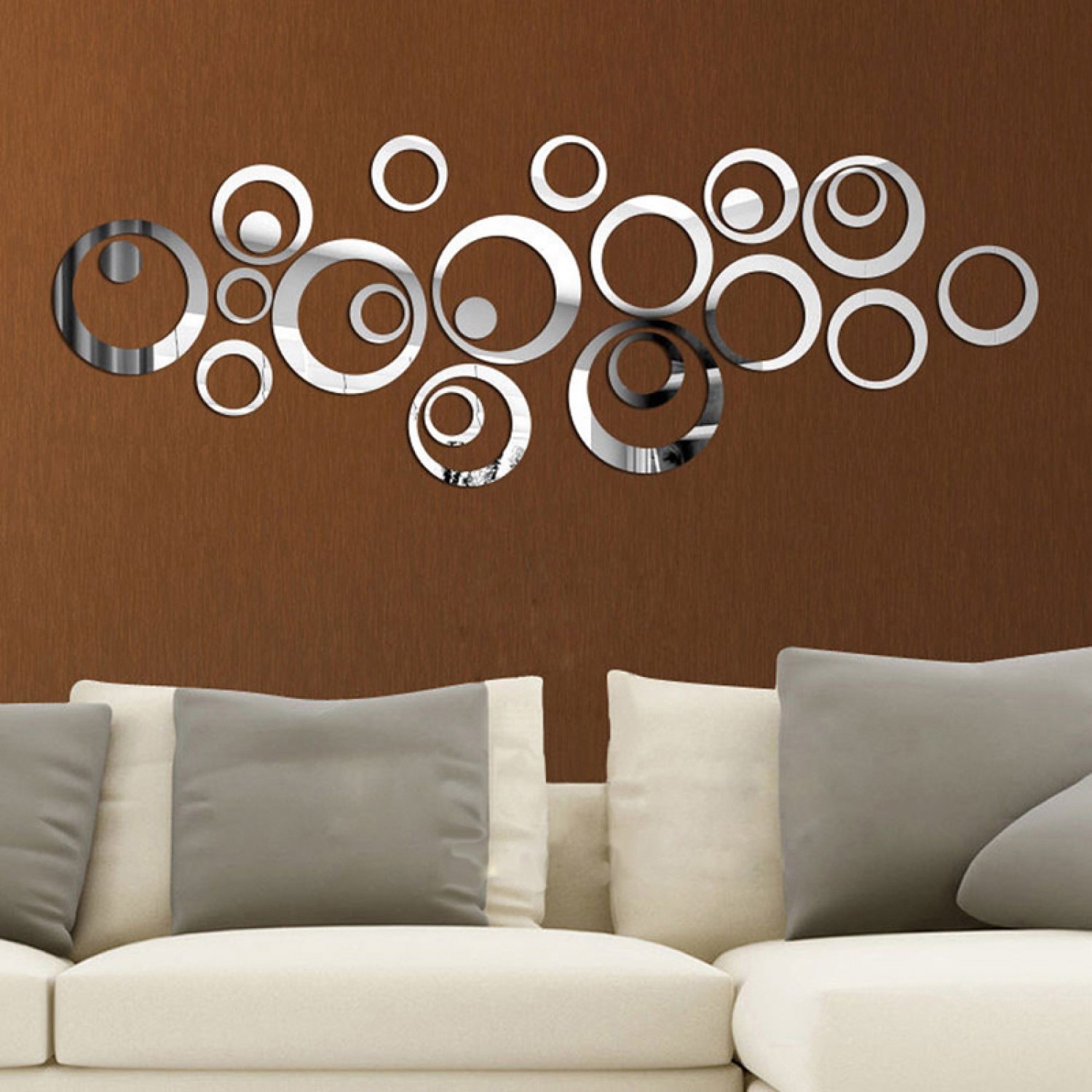 24pcs 3D DIY Circles Wall Sticker Home Decoration Mirror Wall Stickers Room Deco