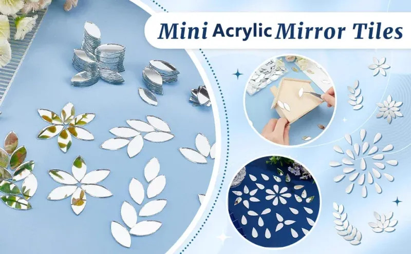 Self-adhesive Mirror Mosaic 100pcs of Acrylic Circular Heart-shaped Diamond Home