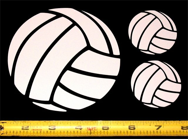 Volleyball – Single Color Solid Set of 3 HQ High Gloss White Vinyl Decals!