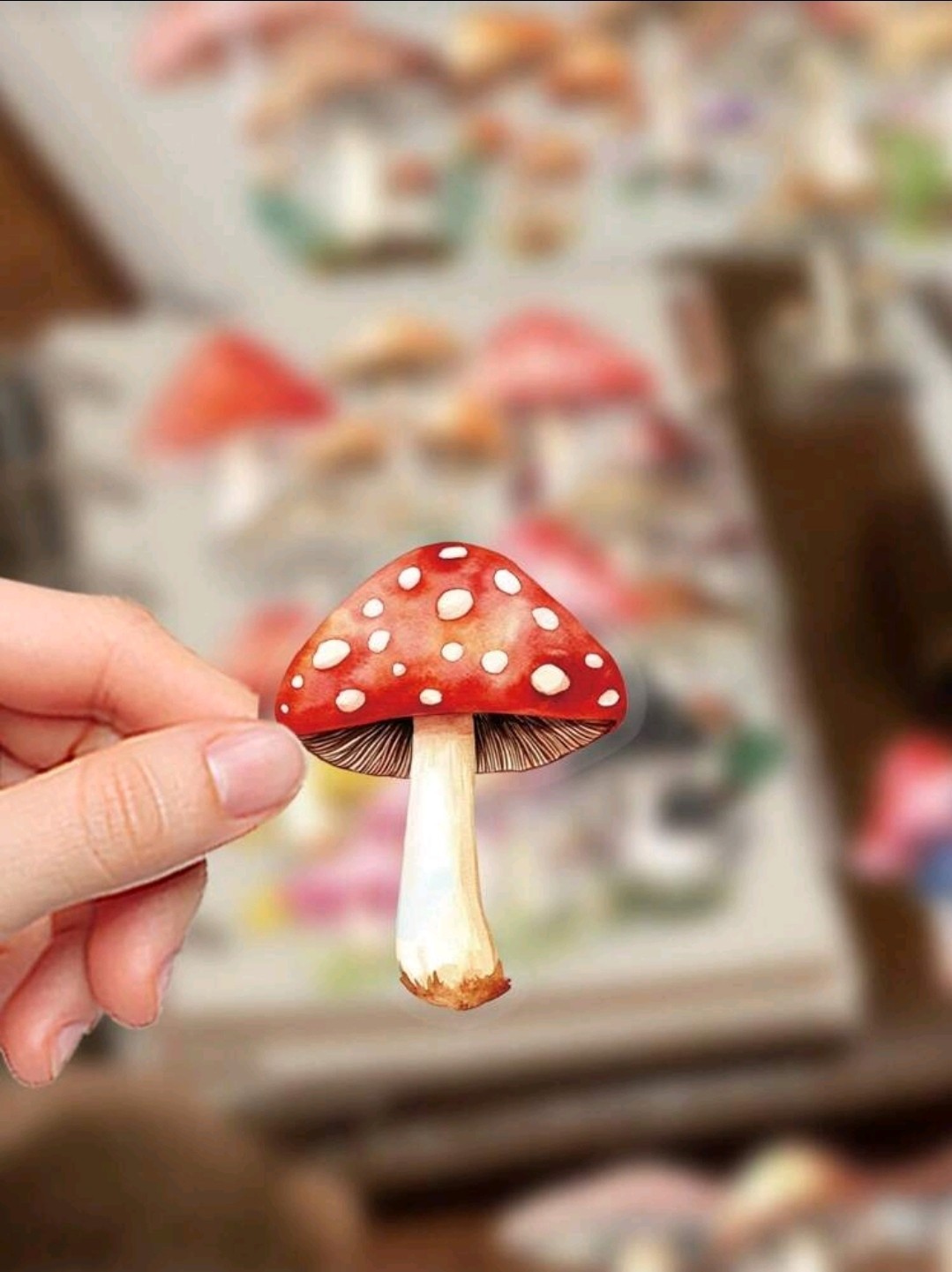 20 Pcs Retro Mushroom Vinyl Stickers,Self-Adhesive,Planner,Wall,Notebook