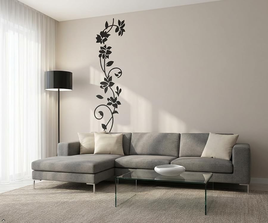 Rattan Flower Removable Vinyl Wall Decor Decal Sticker Black/FlowerRattan Siz…