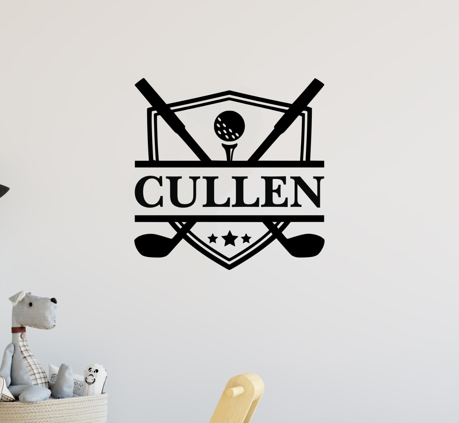 Crossed Golf Clubs Personalized Name Vinyl Sticker Decal Kids Ride On Golf Cart