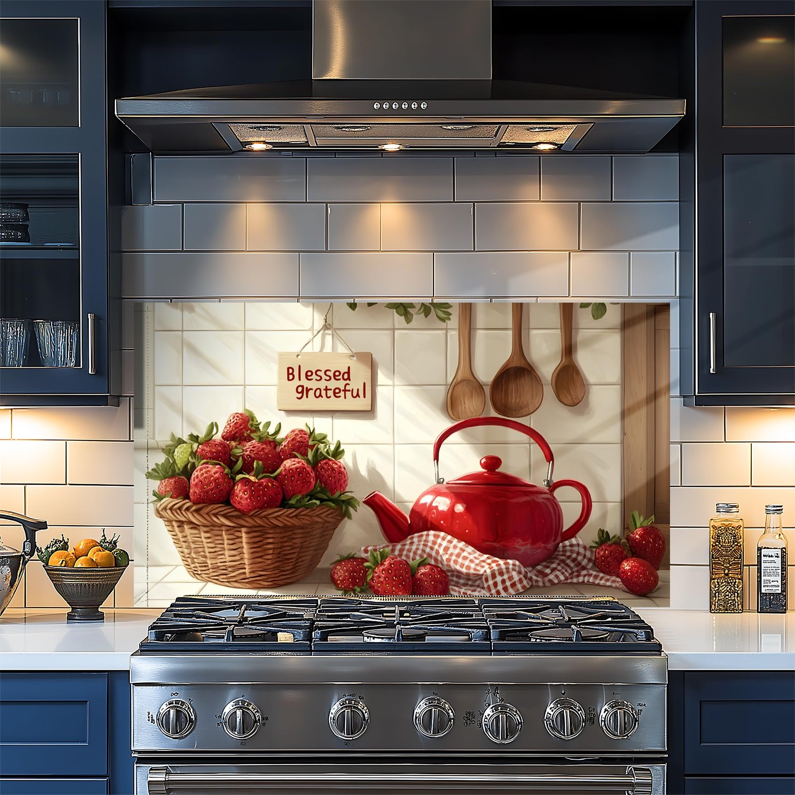 Red Kitchen Backsplash for Stove, Waterproof & Oil-Proof Kitchen Wallpaper St…
