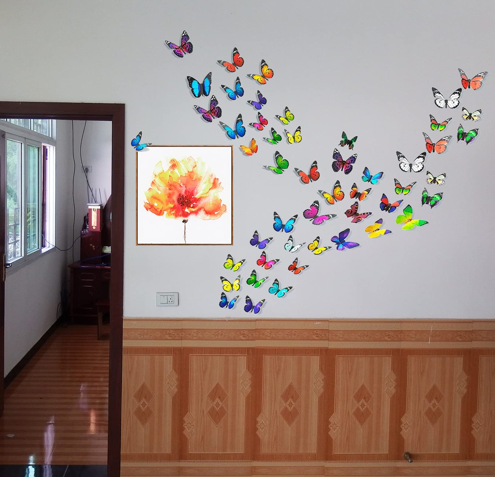 80 PCS Plastic Butterfly Wall Stickers – Waterproof, Removable, Foldable Decor