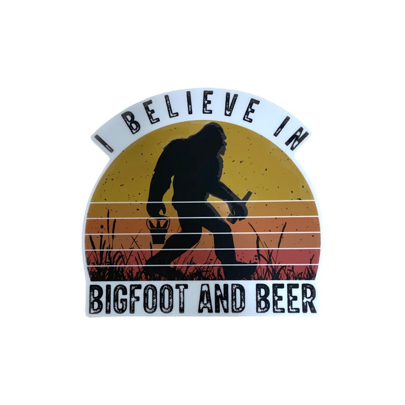 Bigfoot and Beer Decal- I Believe- Bigfoot Decal- Yeti- Sasquatch- Beer Decal