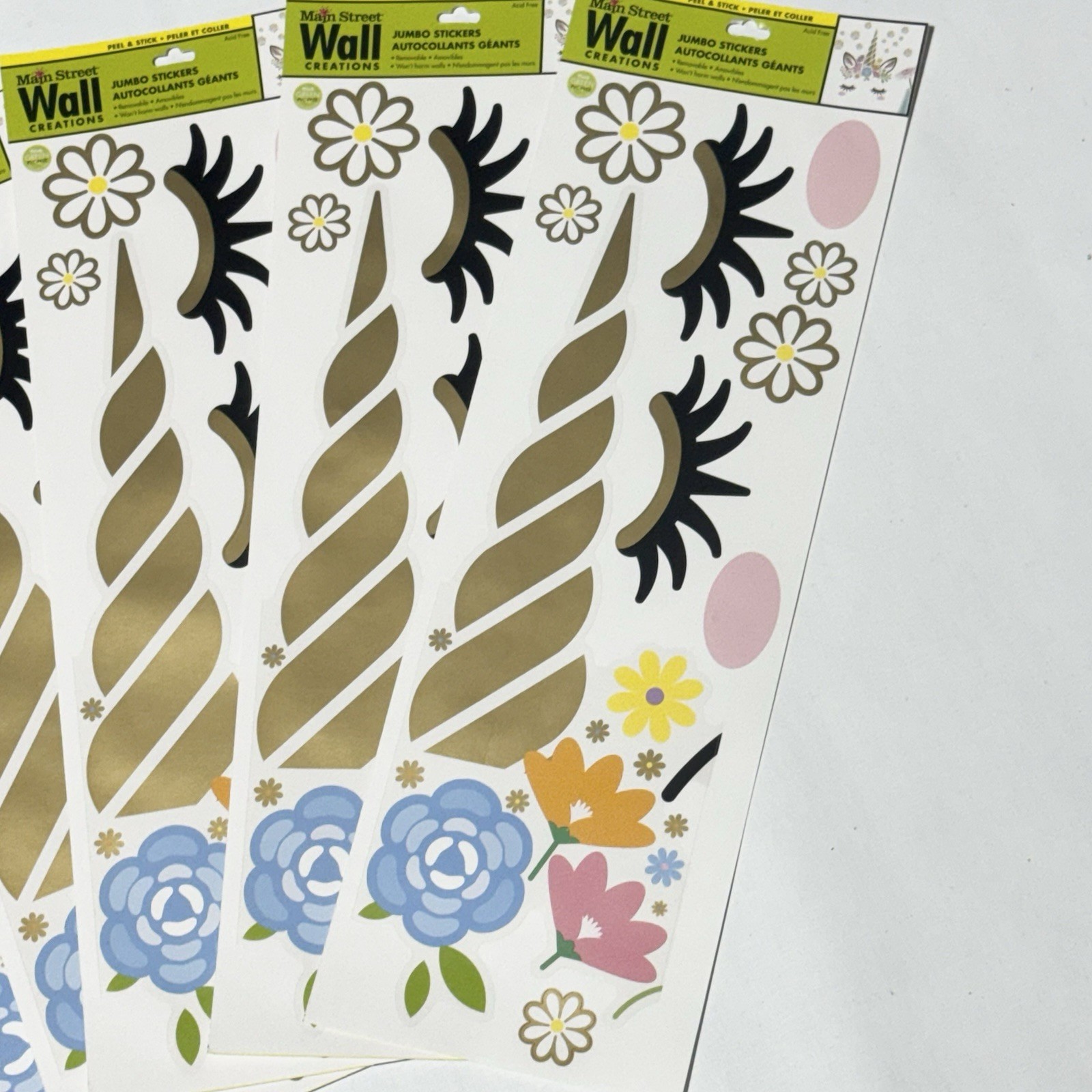 Main Street Wall Creations Jumbo Stickers "Peaceful Unicorn" Lot of 5