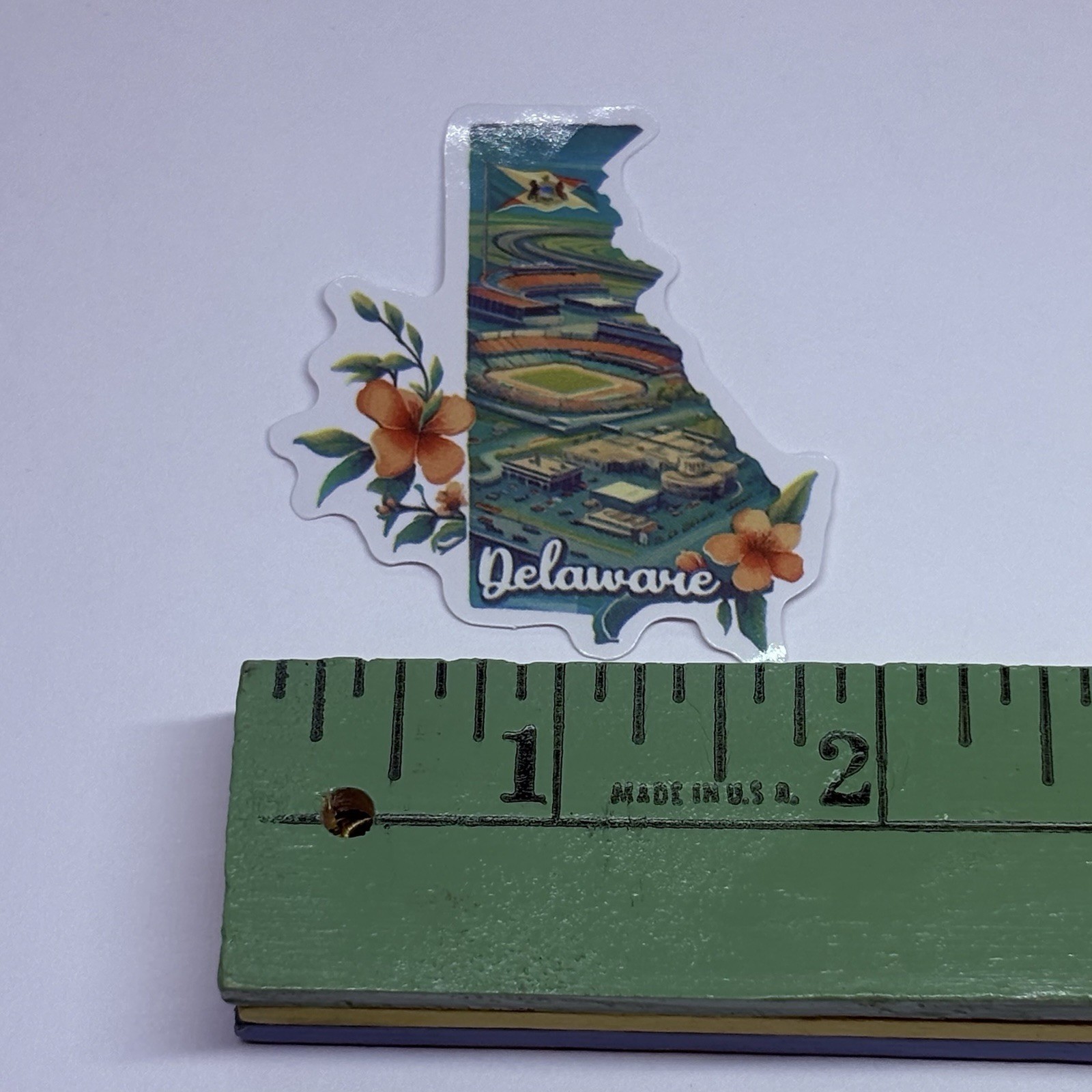 Delaware State Map Sticker Decal Travel Tour Souvenir Journal Baseball Art Tc6
