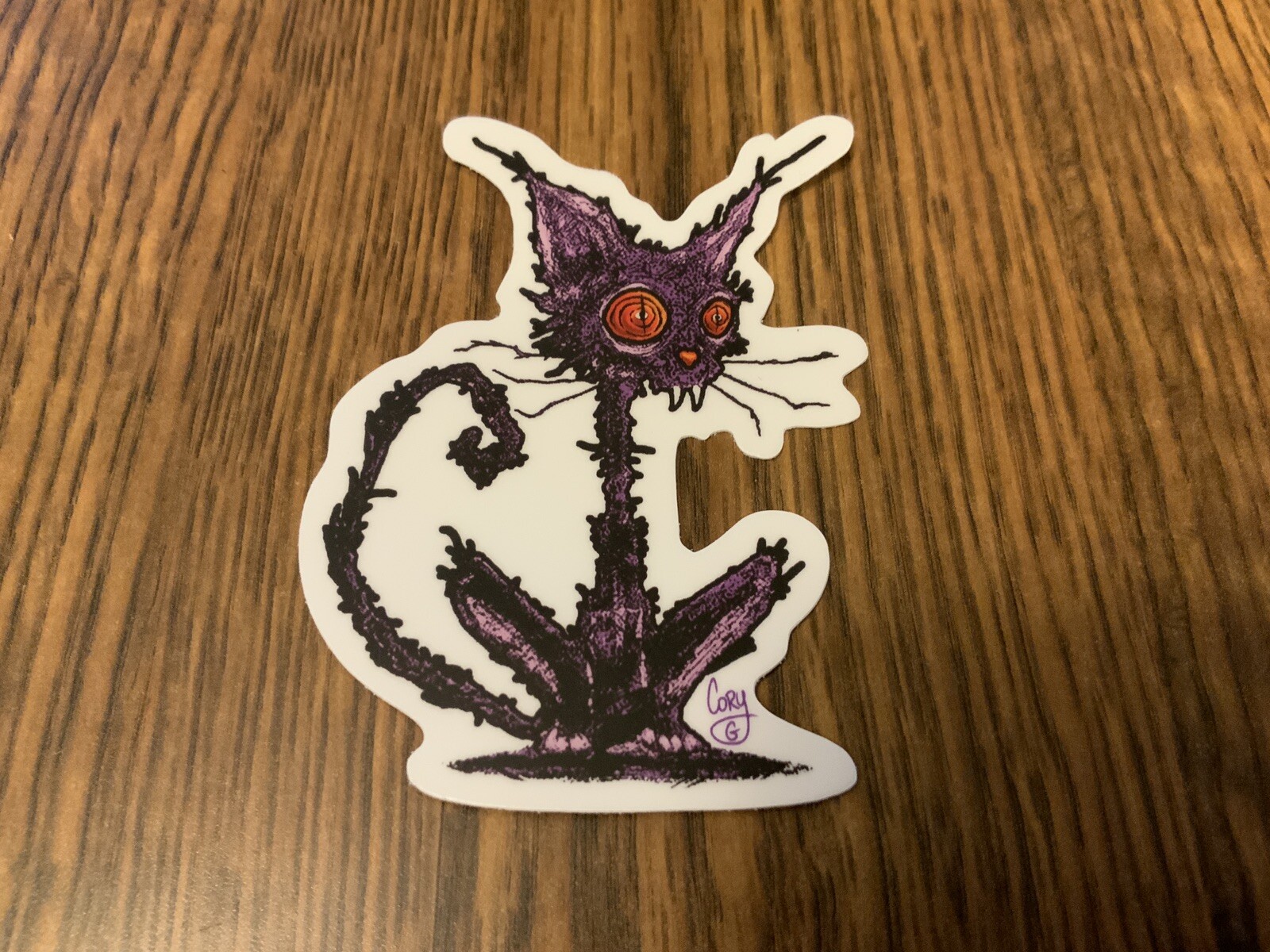 Cat 3” Vinyl Sticker Artist Gray Domain ￼Purple Kitty Black Witch Magic Crazy 69