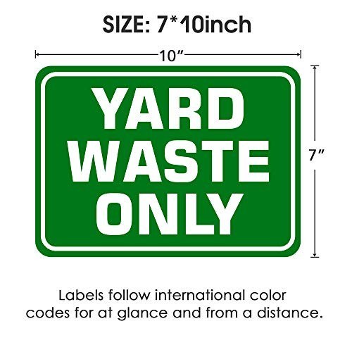 4 Pack Yard Waster Only Sticker Signs Self Adhesive Vinyl Yard Waste Decals