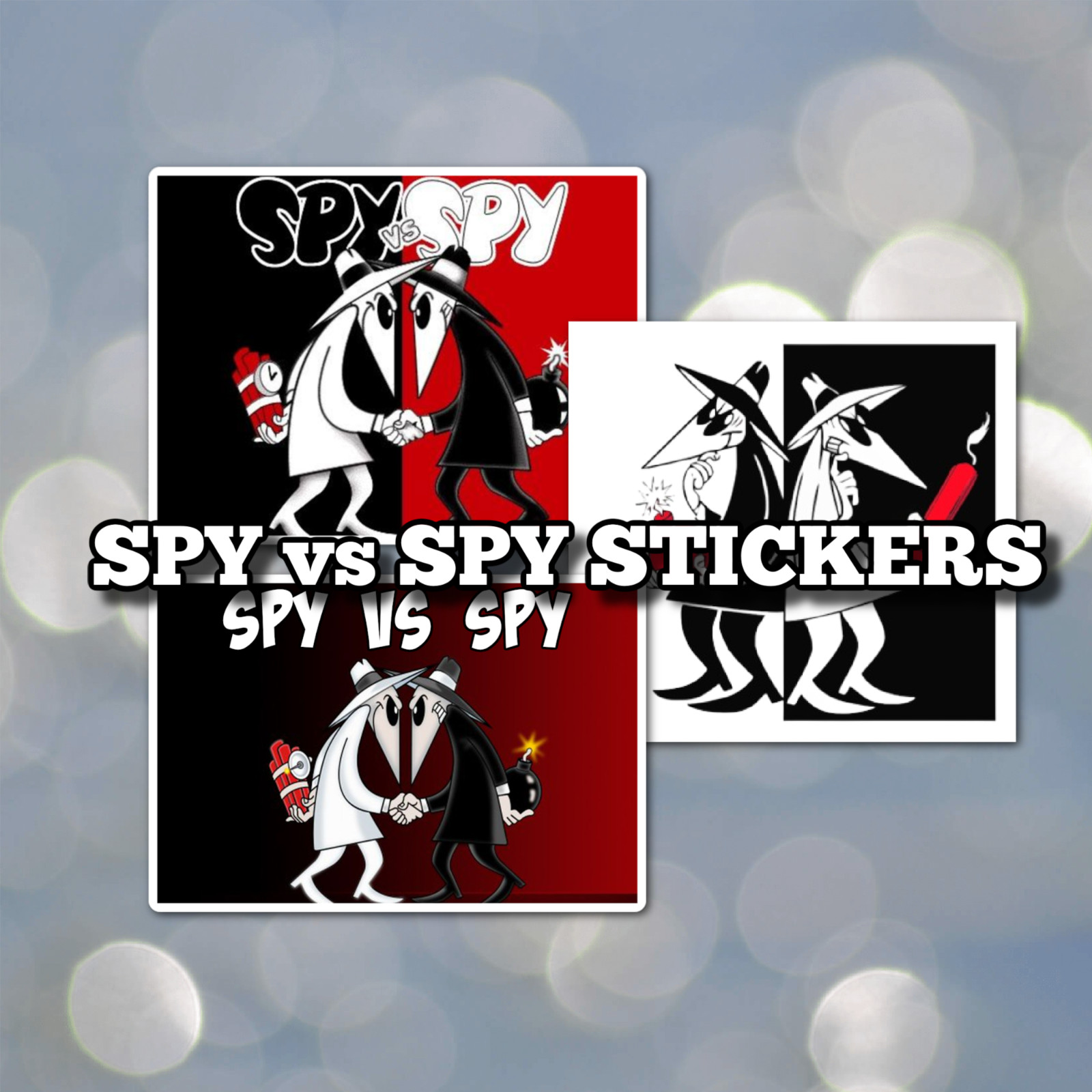 Set of 3 Spy vs Spy Nostalgic Spy Video Game classic Laminated Laptop Sticker