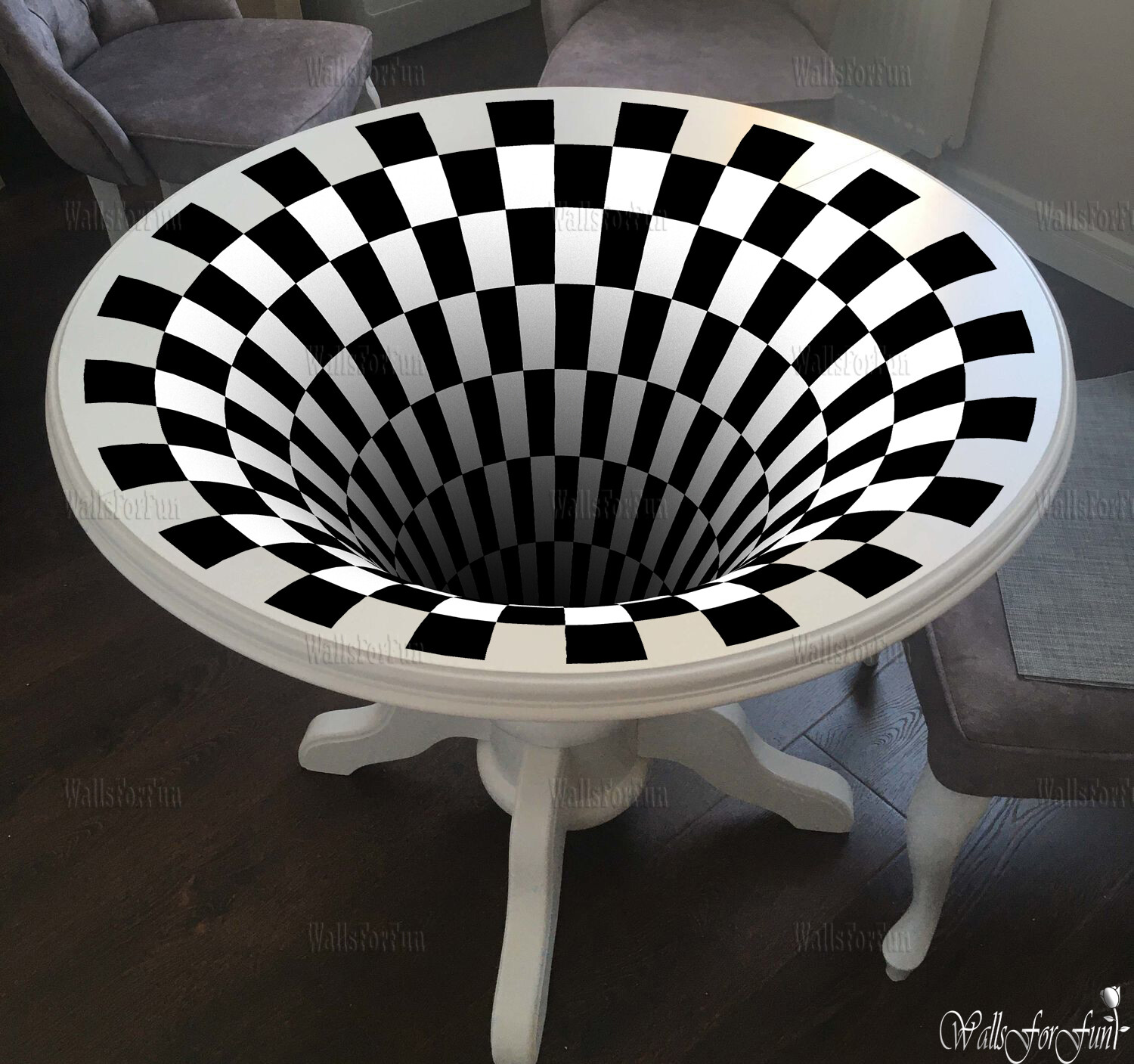 Optical illusion wall art Chess decor Illusion wall decal Creative gift idea 3d