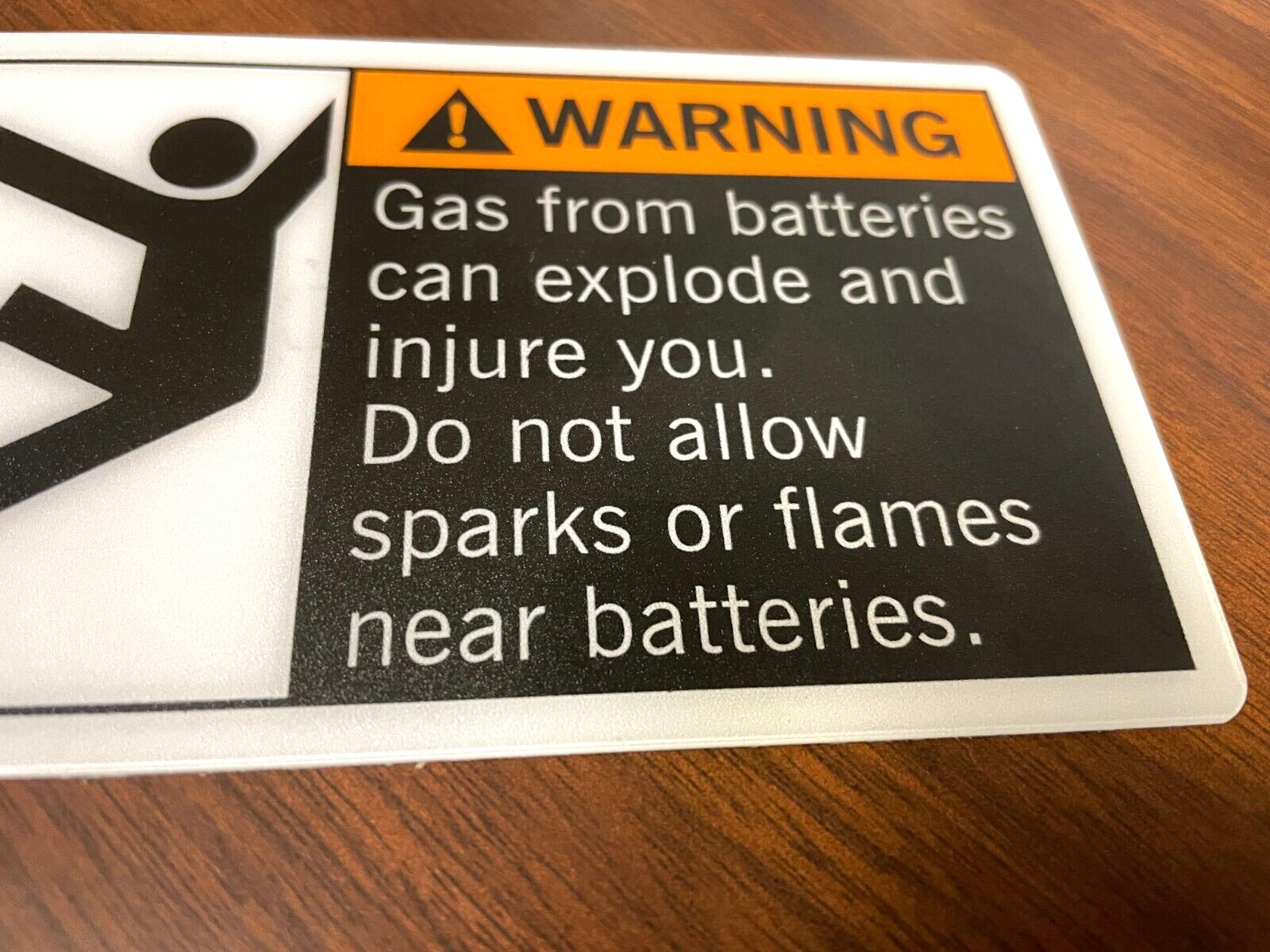 6.5"x3.5" Battery Hazard Warning Sign Vinyl / Plastic Adhesive Heavy Duty NEW