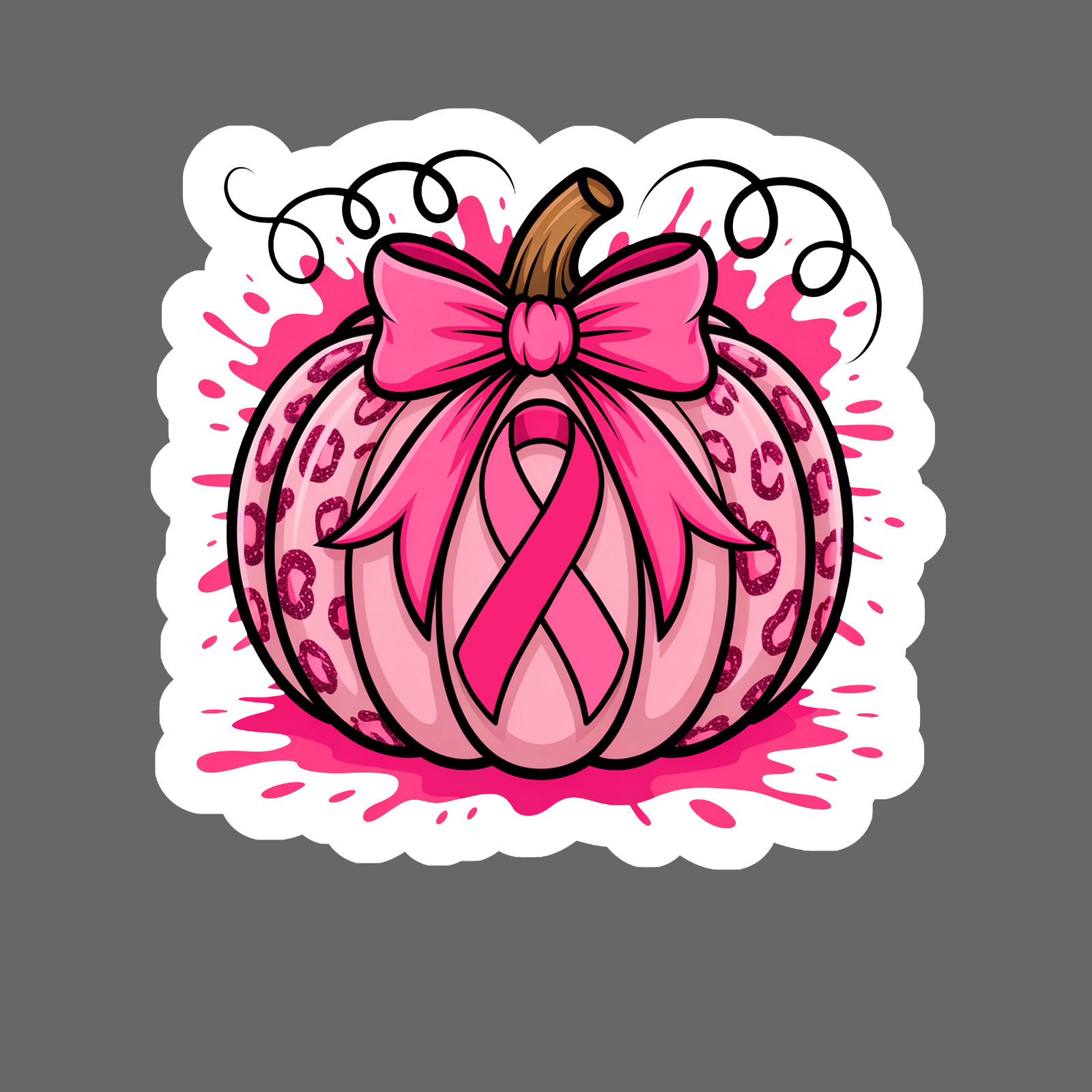Breast cancer awareness sticker vinyl decal pumpkin ribbon pink window laptop