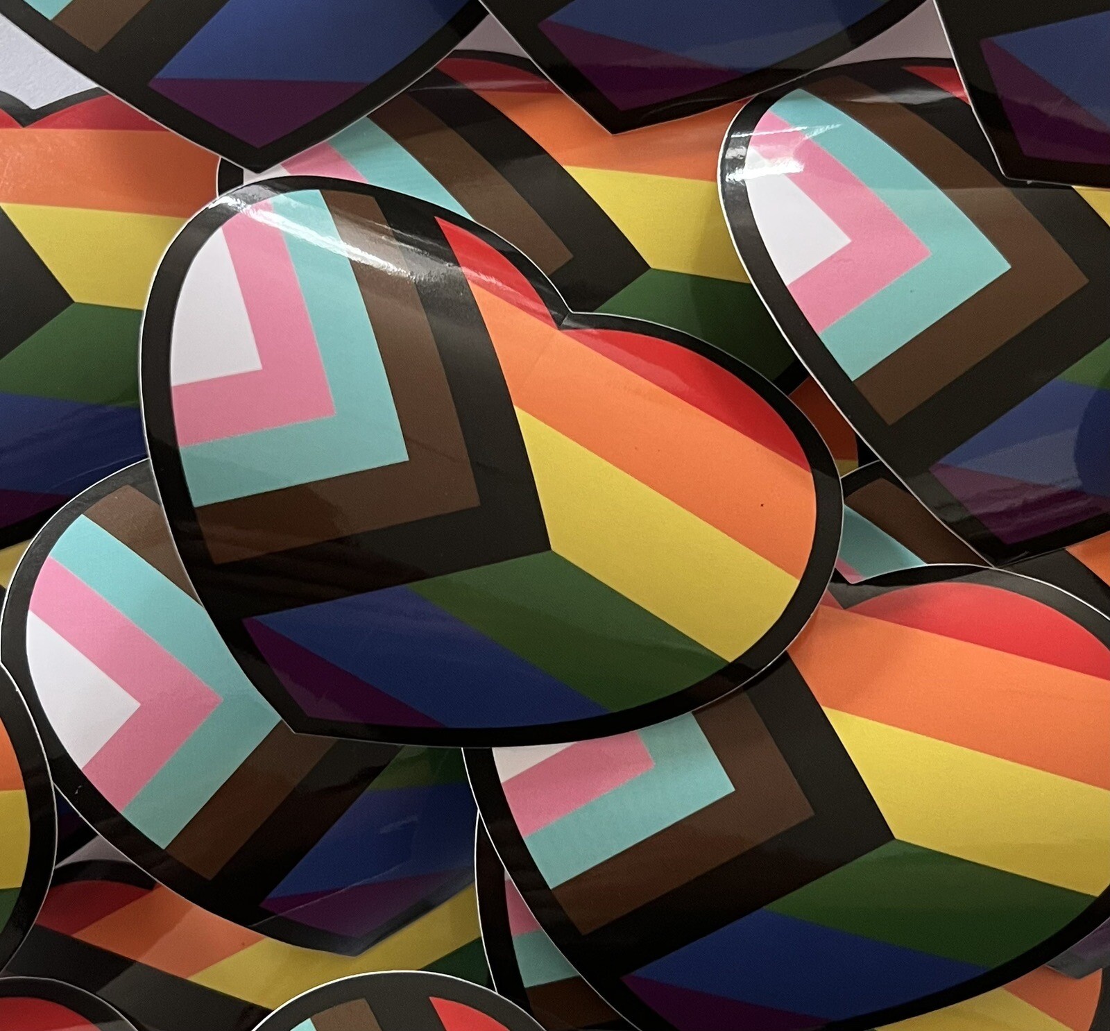 Gay Pride Progress Flag Heart Sticker 3 Inches LGBTQ+ Support Accessory