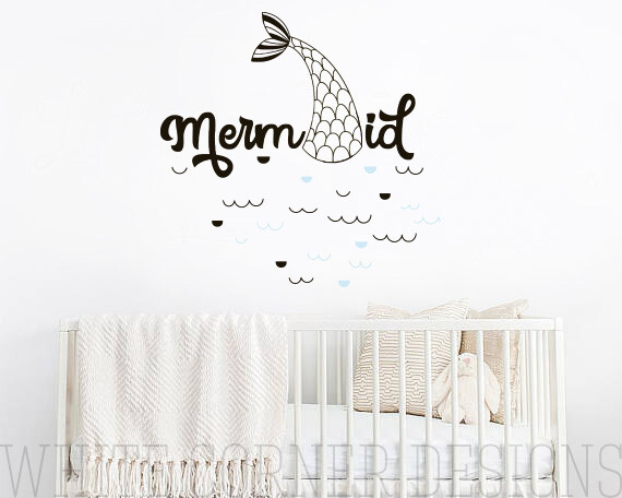 Mermaid Wall Decal – Kids Room Decal, Nursery Decal, Removable Wall Sticker ga61