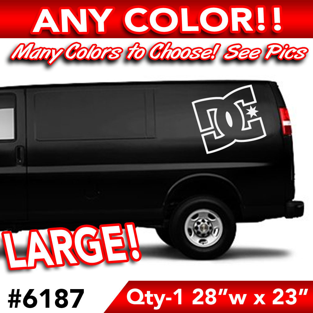 DC SHOES OUTLINE LARGE WALL AUTO DECAL STICKER 28"wx23h ANY 1 COLOR