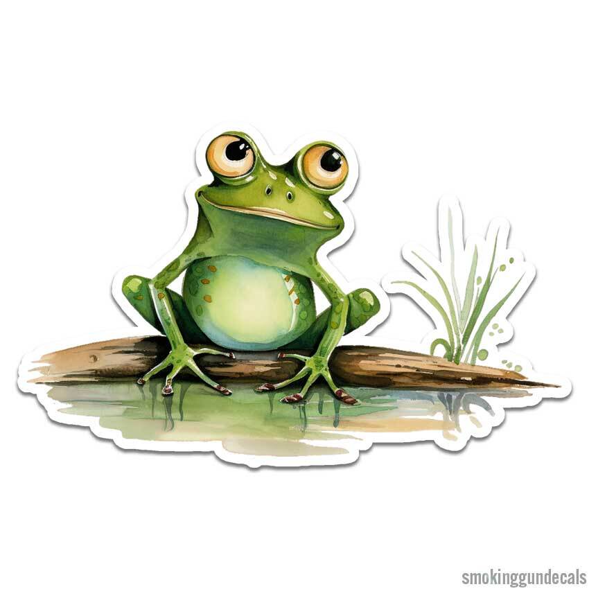 Cute Pond Frog, Vinyl Decal Sticker, Indoor Outdoor, 3 Sizes, #12553