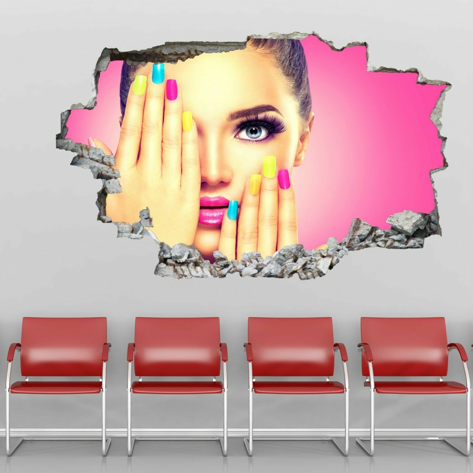 Makeup Model Nail Polish Manicure Beauty Salon Wall Art Sticker Mural Decal GP18