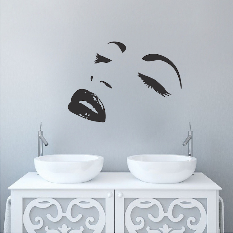 Modern Face Wall Decal, Artsy Woman Face Wall Vinyl, Trendy Wall Murals, a95