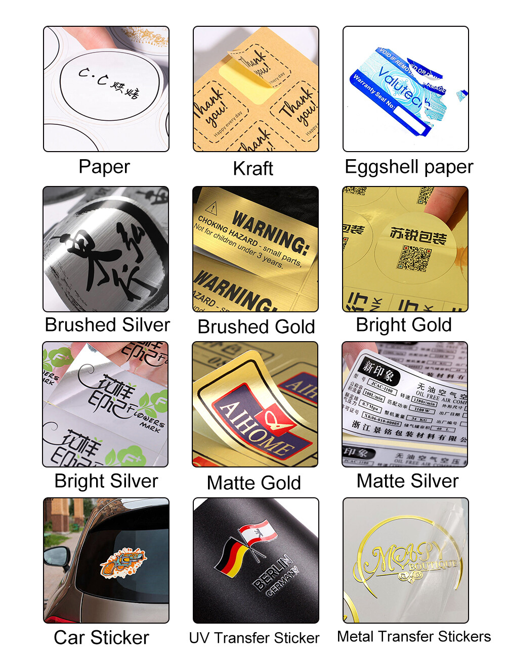 50/100/200/500 Custom Die Cut Gold Metallic Vinyl Stickers Personalized Decal