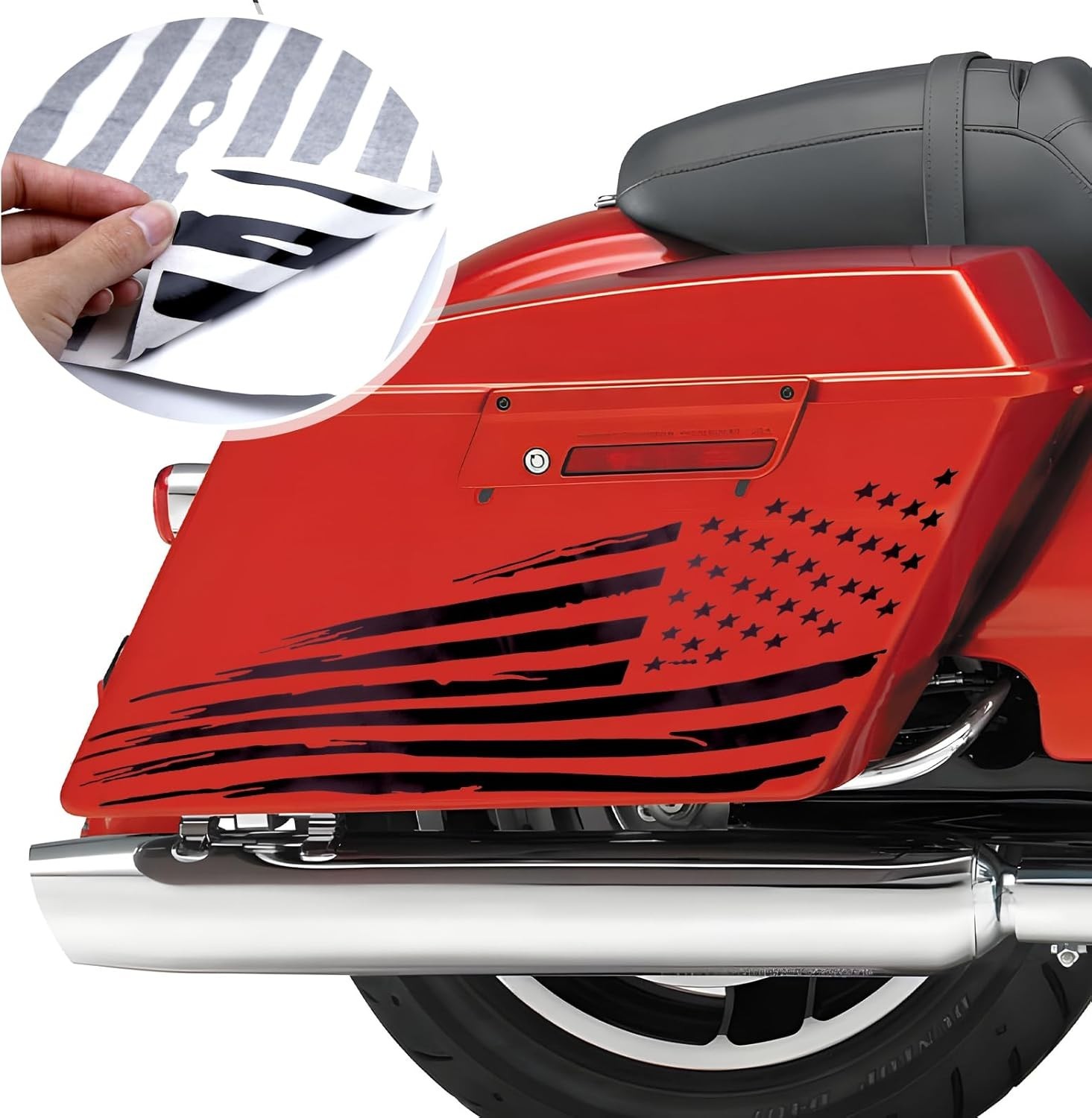 Fits 1993-2013 Harley Davidson Touring American Flag Saddle Bag Side Decals E…