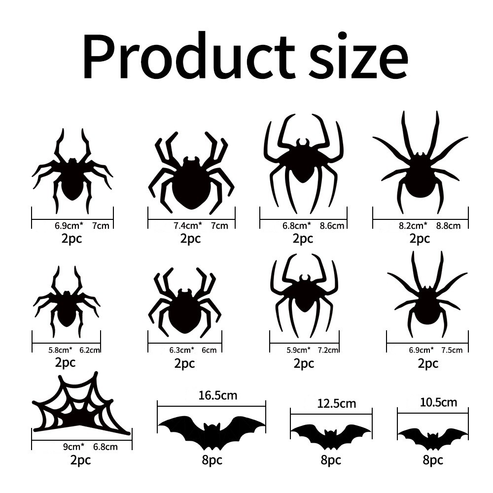 42pcs Halloween Wall Decor 3D Led Bats Spiders Wall Stickers Removable Light Up