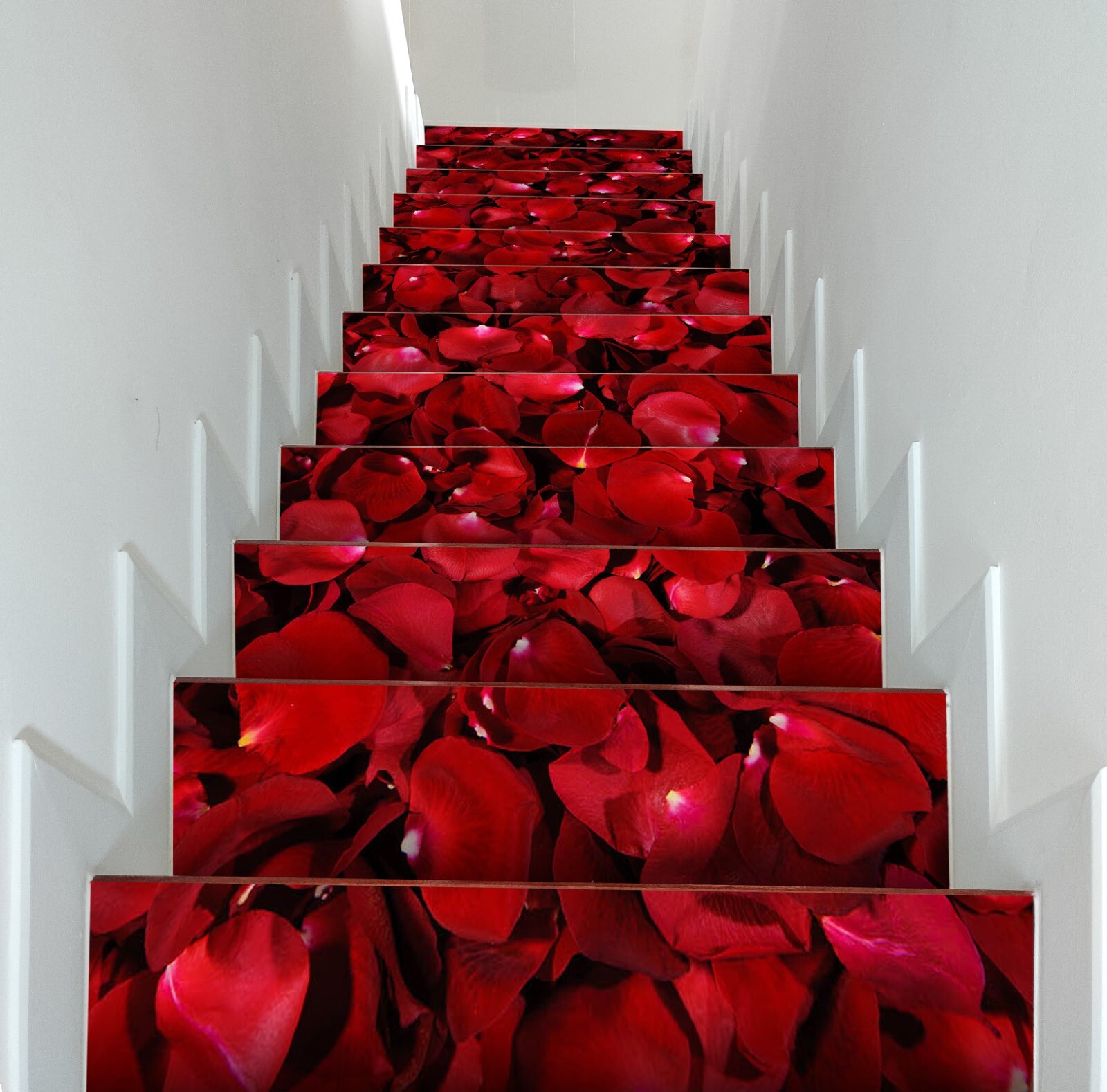3D Red Petals W021 Stairs Risers Decoration Photo Mural Vinyl Wallpaper Vera