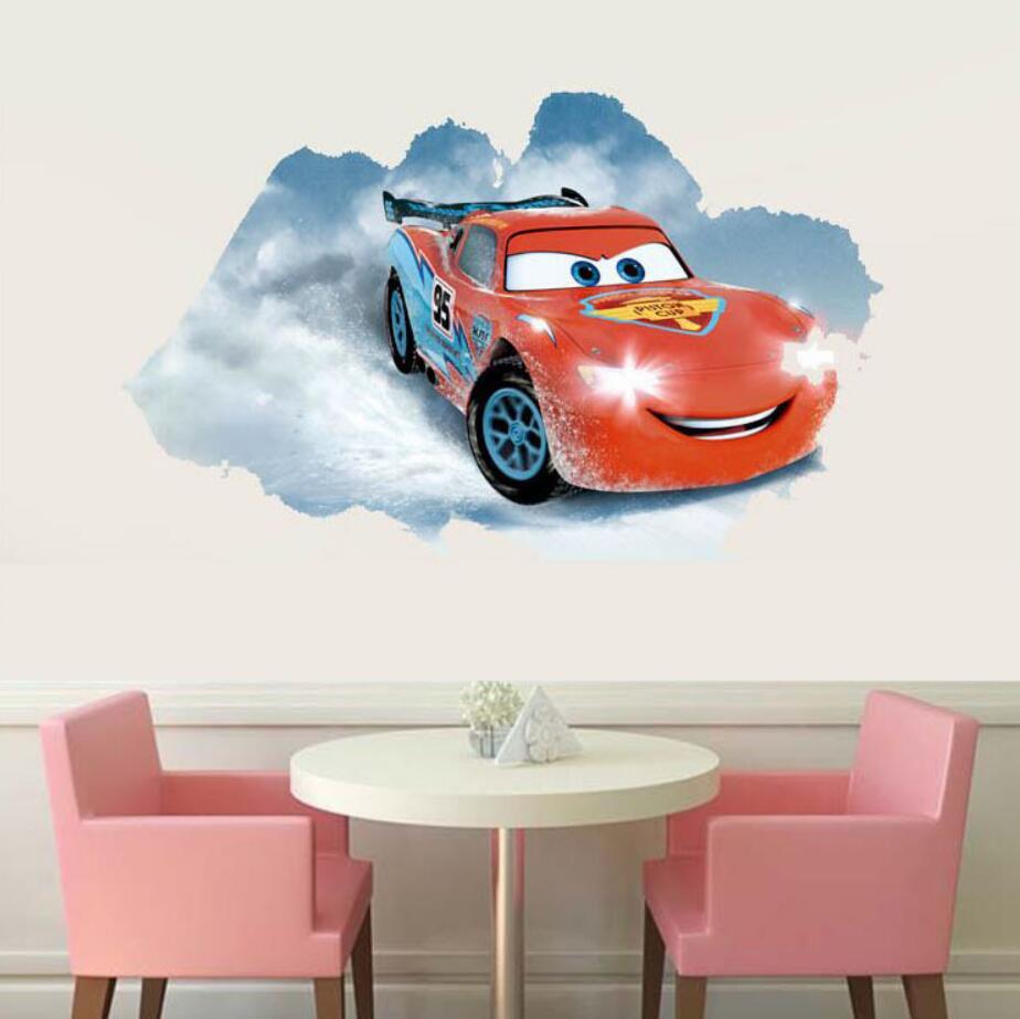 NEW Disney lightning McQueen Cars 3D HUGE Wall Stickers Kids Home Decor USA
