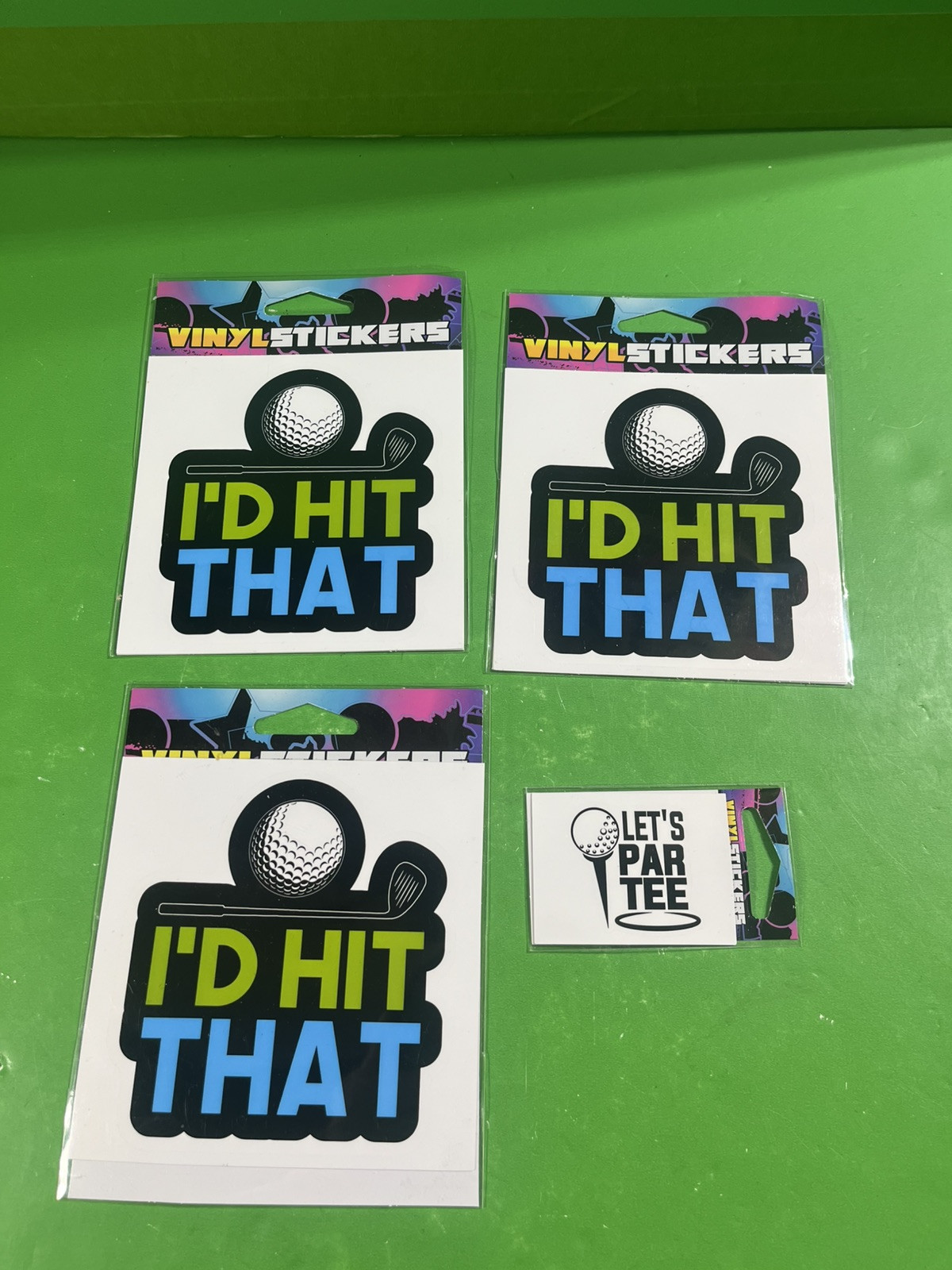 I'D HIT THAT Golf Vinyl Sticker 4.25in x 4in Lot Of 3 Plus Small Sticker Bonus