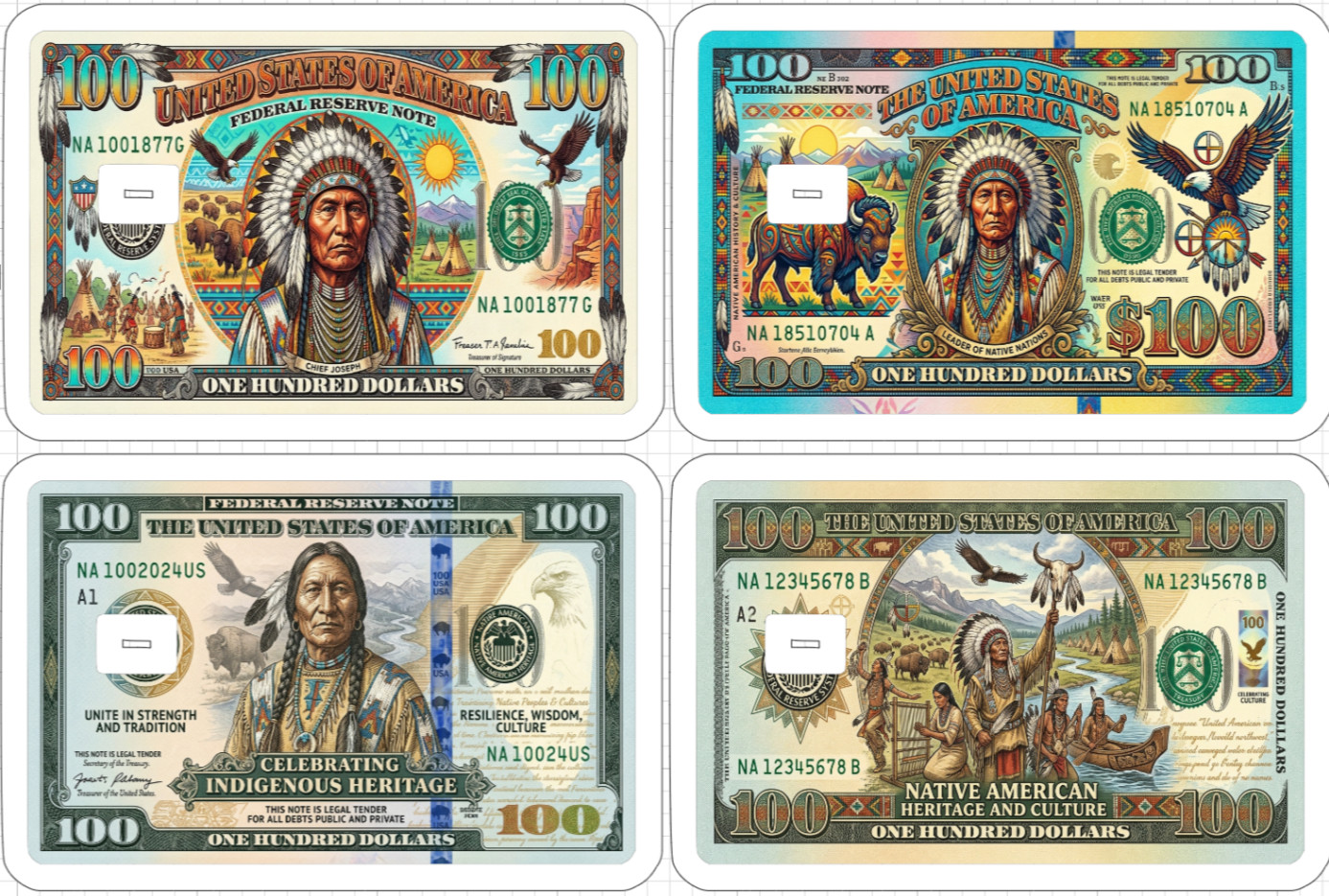 Native American Bill Credit ATM Debit Gift Card Skin Sticker Chief Indian Dollar