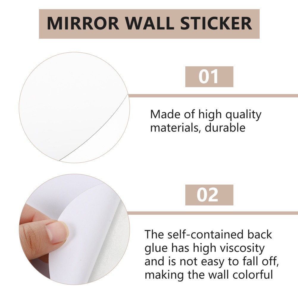 2Pcs Silver Acrylic Plastic Mirror Stickers DIY Home Wall Decoration Decals