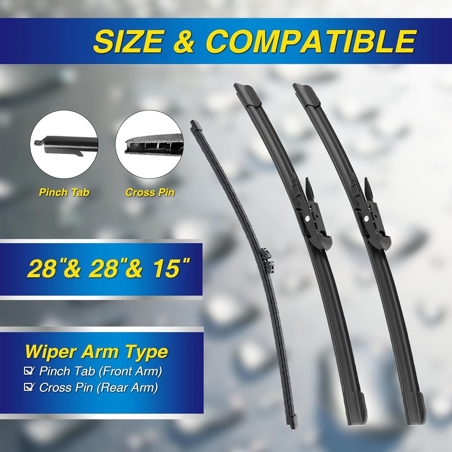 Silicone Windshield Wipers Replacement for Ford Edge PLUS 2015 2016 2017 2018